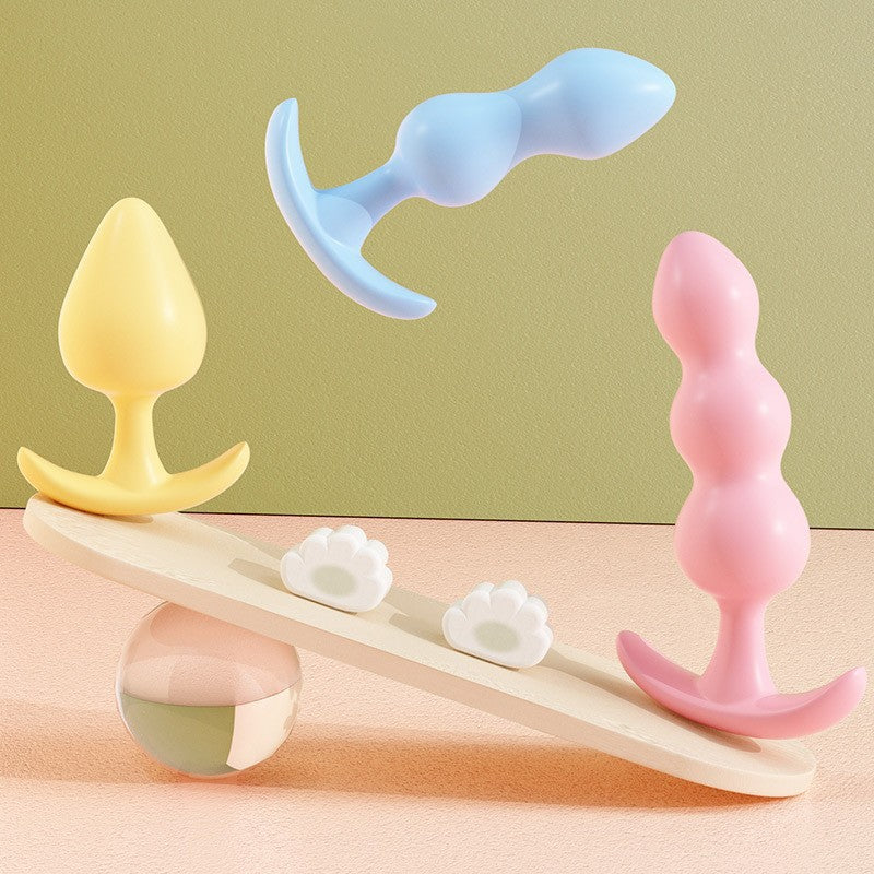 Women's Jelly Back Dine Female Anal Plug Tail Big Pull Bead Anal Bead Anal Toy Fun Adult Sex Products